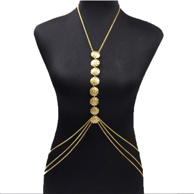 Hot Gold Body Chain for Women and Girls Bikini Beach Belly Waist Chain Necklace Harness Sexy Crossover Body Belly Chains