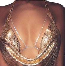 Load image into Gallery viewer, Gold Crystal Body Chain Jewellery Bra Chain Bikini Belly Chain  Beach Bodychain Body Jewelry
