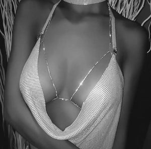 Silver Crystal Body Chain Jewellery Bra Chain Bikini Belly Chain Beach Bodychain Body Jewelry