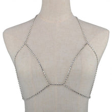 Load image into Gallery viewer, Silver Crystal Body Chain Jewellery Bra Chain Bikini Belly Chain Beach Bodychain Body Jewelry