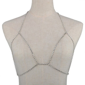 Silver Crystal Body Chain Jewellery Bra Chain Bikini Belly Chain Beach Bodychain Body Jewelry
