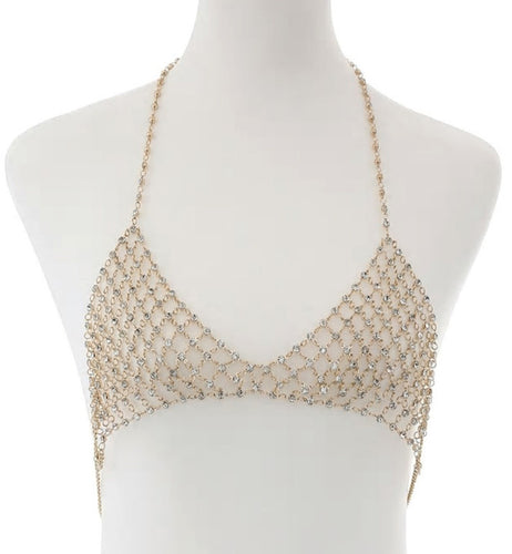 Sexy Crystal Rhinestones Fashion Body Jewelry Bralette Chain  Beach summer jewellry