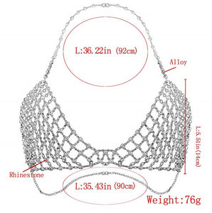 Sexy Crystal Rhinestones Fashion Body Jewelry Bralette Chain  Beach summer jewellry