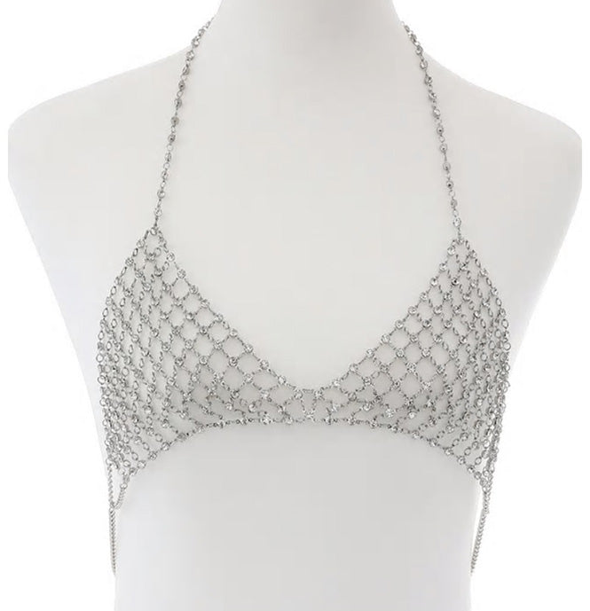 Sexy Crystal Rhinestones Fashion Body Jewelry Bralette Chain Beach summer jewellry