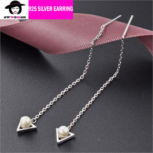 925 Silver Threader Earrings Tassel Dangle Drop Earrings