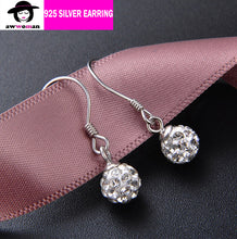 Load image into Gallery viewer, Crystal Silver Ball Dangle Earrings,