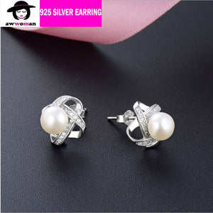 Silver Stud Earring with Freshwater pearl