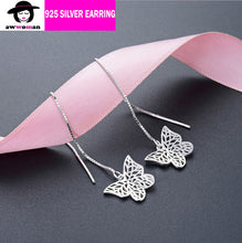 Load image into Gallery viewer, Butterfly Dangle Threader Silver Earring