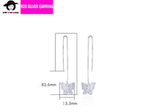 Load image into Gallery viewer, Butterfly Dangle Threader Silver Earring