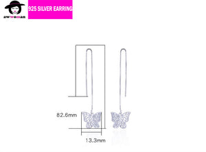 Butterfly Dangle Threader Silver Earring