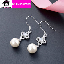Load image into Gallery viewer, Silver Drop Pearl Earring, Fashion Pearl Dangle Earring, Dangle Drop Pearl Earring