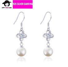 Load image into Gallery viewer, Silver Drop Pearl Earring, Fashion Pearl Dangle Earring, Dangle Drop Pearl Earring