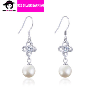Silver Drop Pearl Earring, Fashion Pearl Dangle Earring, Dangle Drop Pearl Earring