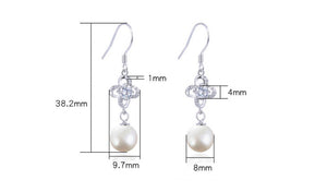 Silver Drop Pearl Earring, Fashion Pearl Dangle Earring, Dangle Drop Pearl Earring