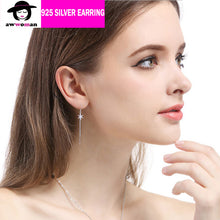 Load image into Gallery viewer, Silver Fishstar Double Drop Dangle Earring Long Stick Bar Stud Ear Piercing