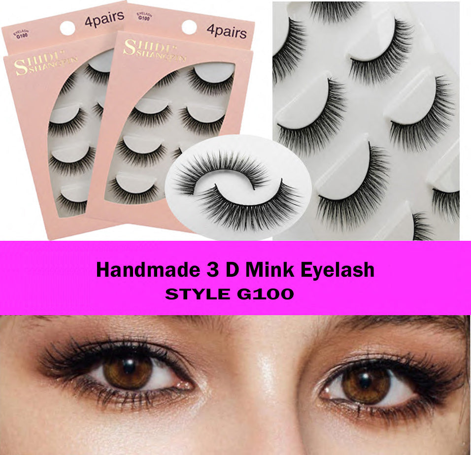 Handmade Falses Eye Lashes, 3D Mink Eyelashes, Falses Eyelashes, Face Eyelashes, Mink False Lashes Set for Natural Look with Eyelashes Clip (G100)