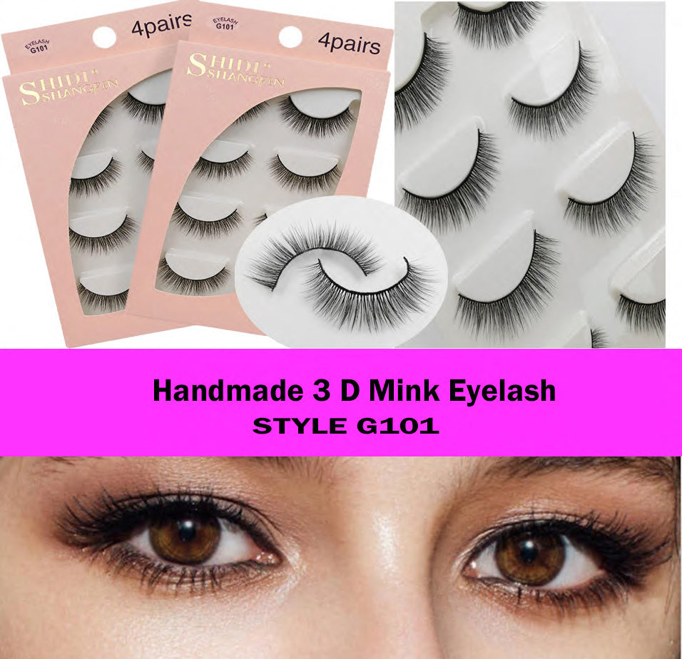 Handmade Falses Eye Lashes, 3D Mink Eyelashes, Falses Eyelashes, Face Eyelashes, Mink False Lashes Set for Natural Look with Eyelashes Clip (G101)