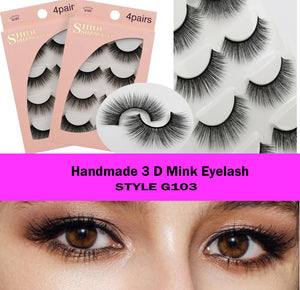 Handmade Falses Eye Lashes, 3D Mink Eyelashes, Falses Eyelashes, Face Eyelashes, Mink False Lashes Set for Natural Look with Eyelashes Clip (G103)