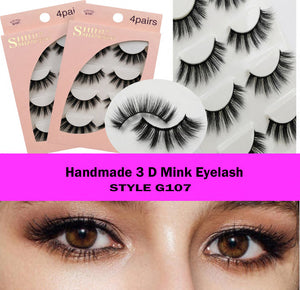 Handmade Falses Eye Lashes, 3D Mink Eyelashes, Falses Eyelashes, Face Eyelashes, Mink False Lashes Set for Natural Look with Eyelashes Clip (G107)