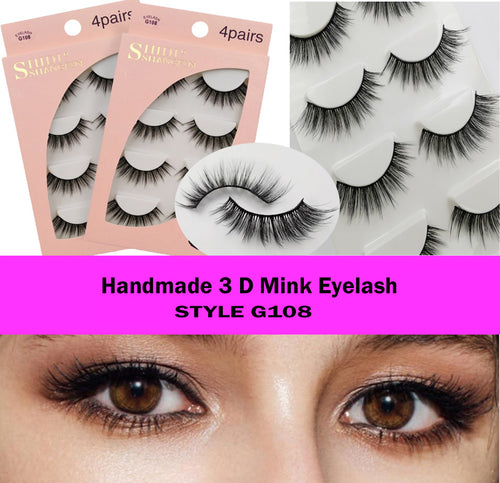 Handmade Falses Eye Lashes, 3D Mink Eyelashes, Falses Eyelashes, Face Eyelashes, Mink False Lashes Set for Natural Look with Eyelashes Clip (G108)