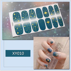Full Nail Art Polish Stickers Strips Self-Ashesive With Nail File