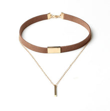 Load image into Gallery viewer, Brown Choker Necklace for Women, Gold/Siver Accented Choker Necklace with Dainty Pendant