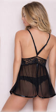 Load image into Gallery viewer, Black Lace Hemline Babydoll