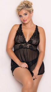 Black Lace Hemline Babydoll