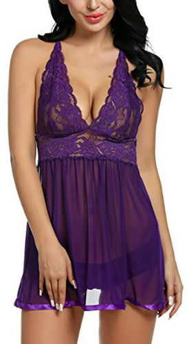 Purple Lace Hemline Babydoll