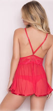 Load image into Gallery viewer, Red Lace Hemline Babydoll