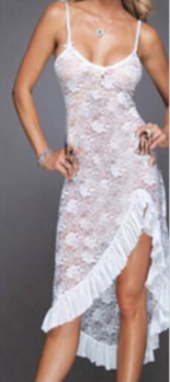 White Glamorous Lace Lingerie Gown