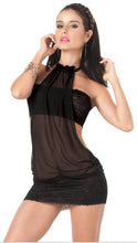 Load image into Gallery viewer, Black High Neck Lace Dress