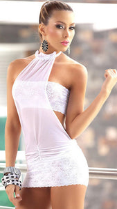 White High Neck Lace Dress