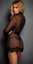 Load image into Gallery viewer, Black  Sheer Robe &amp; Lace Trim