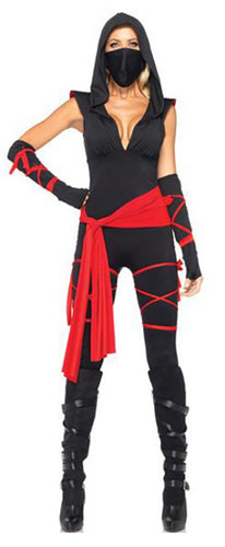 5 Piece Black and Red Woman's Hero  costume