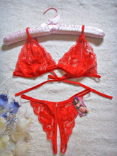 Load image into Gallery viewer, Red Lace Peek Bra &amp;  Panty