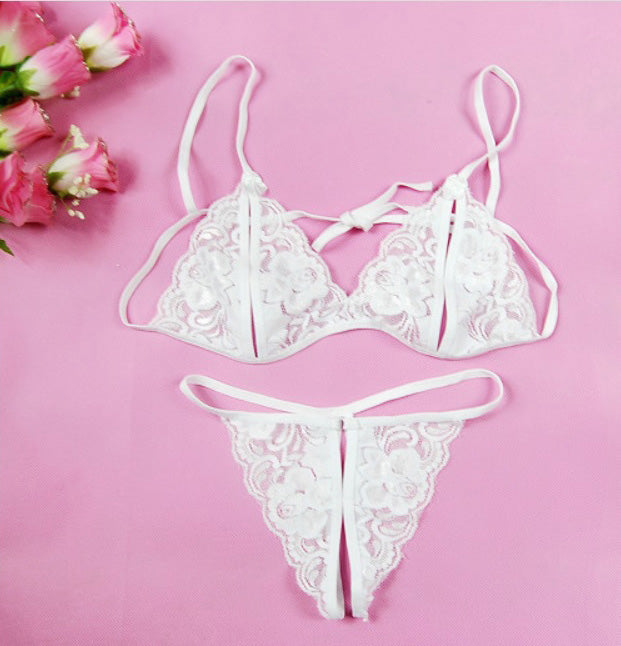 White Lace Peek Bra &  Panty