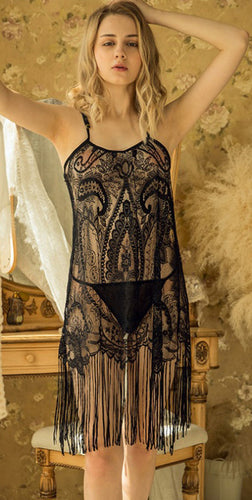 Black Lace Straps Gown