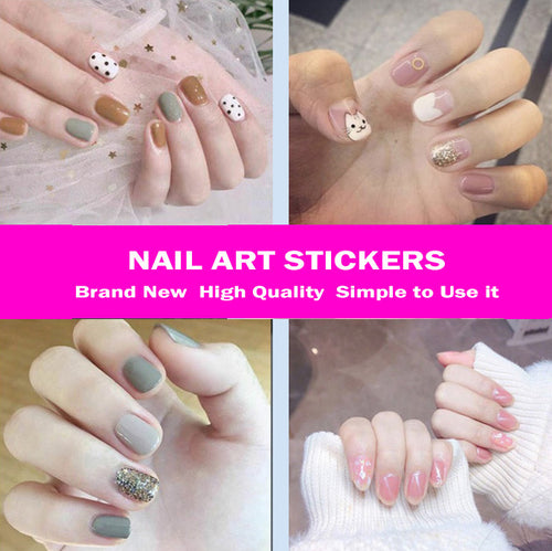 Full Nail Art Polish Stickers Strips Self-Ashesive With Nail File