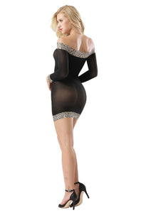 Black Mesh Tunic with long Sleeves