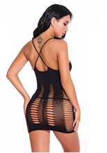 Load image into Gallery viewer, Black Laser Cut Mini Dress