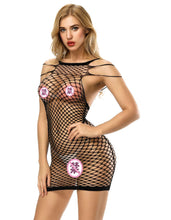 Load image into Gallery viewer, Black Fishnet Body Stocking Mini Dress