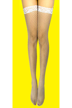 Load image into Gallery viewer, White Sexy Net  Thigh High Stocking