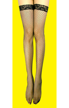Load image into Gallery viewer, Black Sexy Net Thigh High Stocking