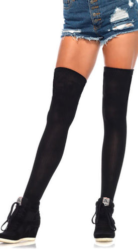 Black Pointelle Thigh High Socks