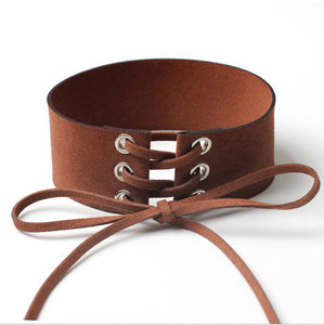 New Alloy Wide Brown/Red Velvet Choker Necklace Belt Chokers NecklacesTied