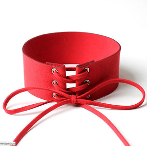 New Alloy Wide Brown/Red Velvet Choker Necklace Belt Chokers NecklacesTied