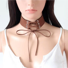 Load image into Gallery viewer, New Alloy Wide Brown/Red Velvet Choker Necklace Belt Chokers NecklacesTied