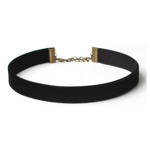 Elegant Girls Plain Black Wide Velvet Choker Necklace Extender Chain  Sexy look