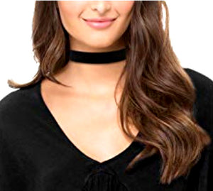 Elegant Girls Plain Black Wide Velvet Choker Necklace Extender Chain  Sexy look